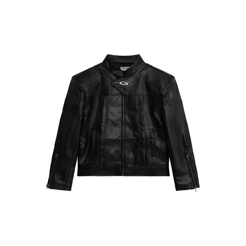 Baolonxgin stand collar leather jacket