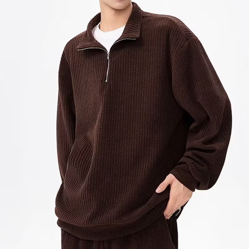 Antioch black half-zip ribbed sweatshirt