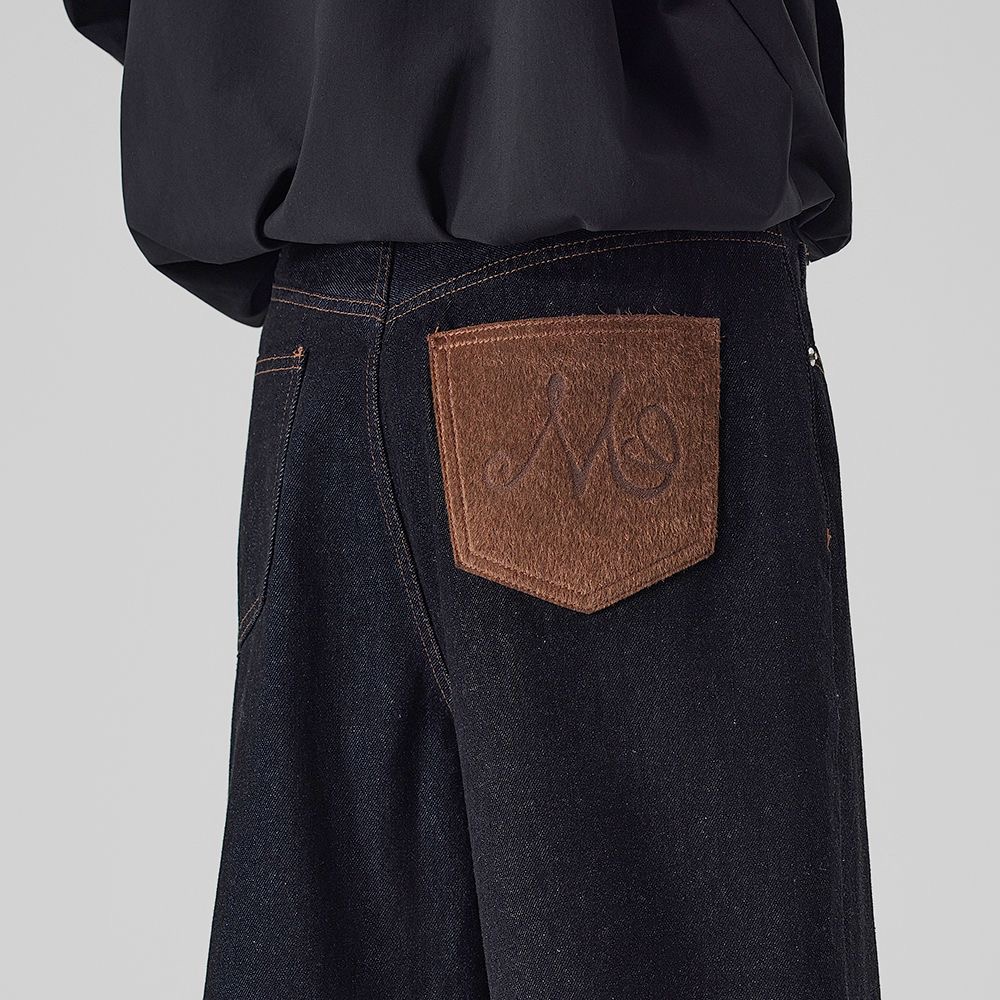 WEINIU black wide-leg denim jeans