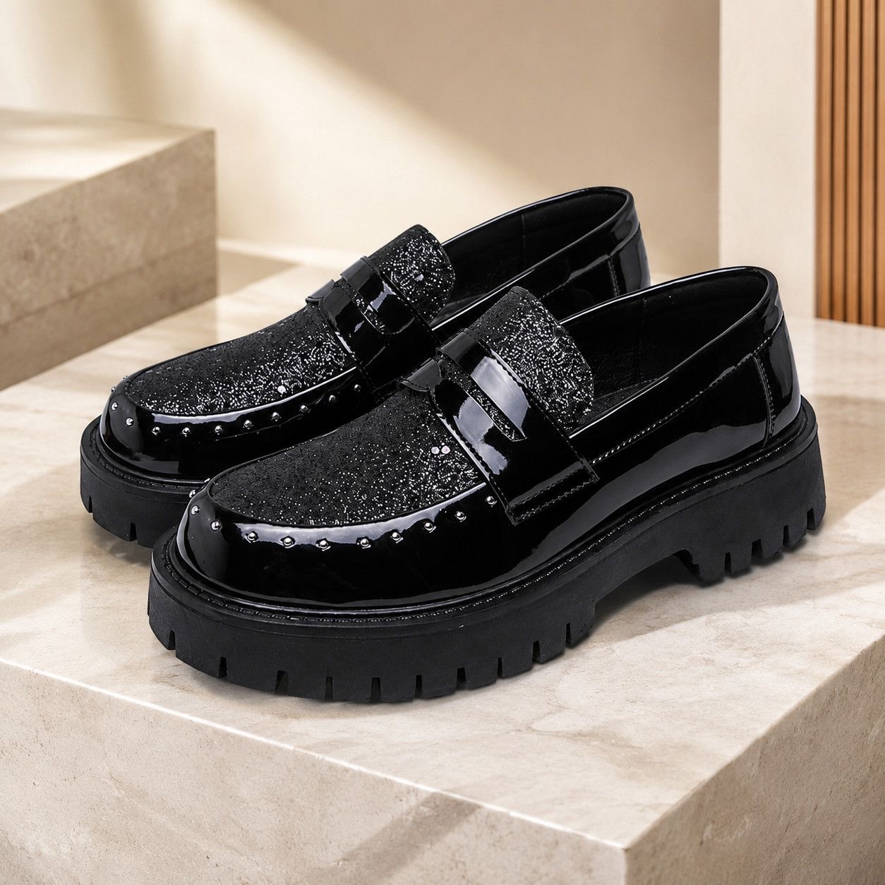 Reverie Studded Glitter Loafers